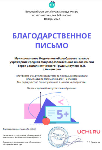 Участие учащихся по математике на платформе Учи.ру